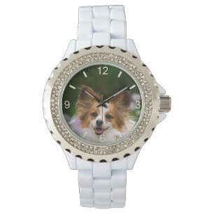 Montre Papillon Dog Cute Romantic Portrait - cadran