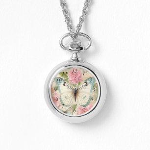 Montre Papillon et fleurs