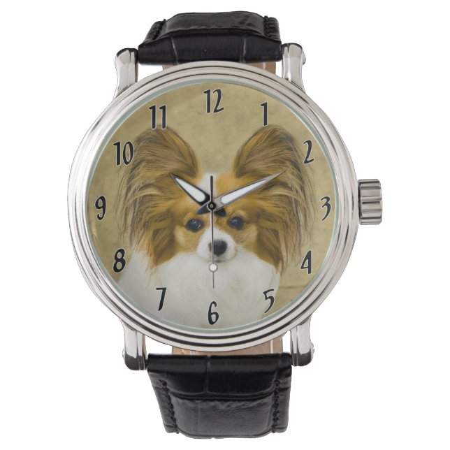 Montre Papillon (Hound Tri) Peinture - Art Chien original (devant)
