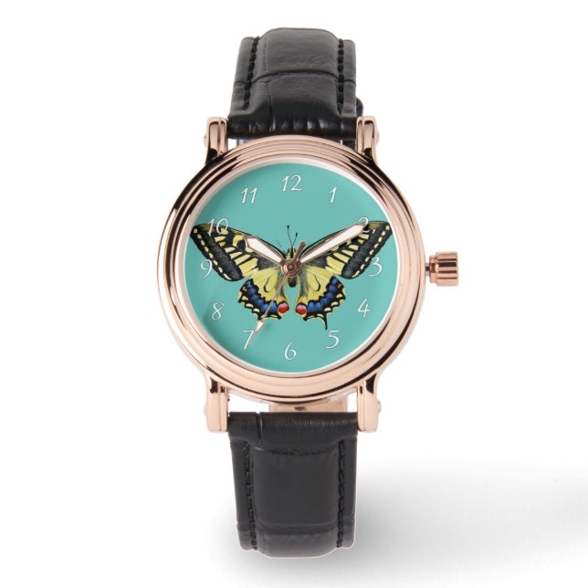 Montre Papillon jaune et noir (Recto)