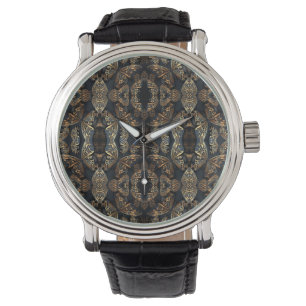 Montre Papillon noir et doré Pattren sans couture