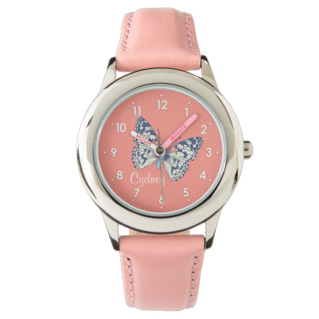 Montre Papillon peint dame numérotée nom filles regarder (devant)