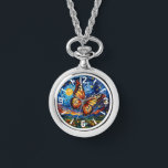 Montre Papillon peint étoile ciel étoilé Élégantes femmes<br><div class="desc">Papillon peint Starry Night Sky Elegant Womans Watches dispose d'un papillon coloré branché avec la lune et les étoiles dans l'arrière - plan. Créé par Evco Studio www.zazzle.com/store/evcostudio</div>