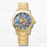 Montre Papillon peint étoile ciel étoilé Élégantes femmes<br><div class="desc">Papillon peint Starry Night Sky Elegant Womans Watches dispose d'un papillon coloré branché avec la lune et les étoiles dans l'arrière - plan. Créé par Evco Studio www.zazzle.com/store/evcostudio</div>