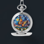 Montre Papillon peint étoile ciel étoilé Élégantes femmes<br><div class="desc">Papillon peint Starry Night Sky Elegant Womans Watches dispose d'un papillon coloré branché avec la lune et les étoiles dans l'arrière - plan. Créé par Evco Studio www.zazzle.com/store/evcostudio</div>