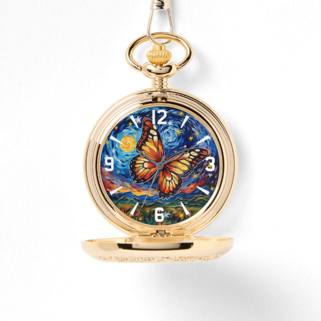 Montre Papillon peint étoile ciel étoilé Élégantes femmes (Recto)