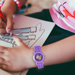 Montre Papillon Purple Watch Pour Les Enfants