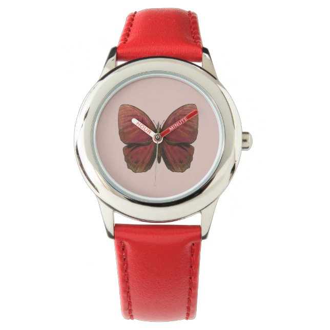 Montre Papillon rouge coq (devant)