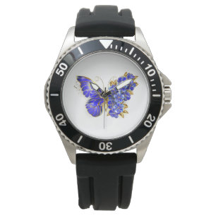 Montre Papillon saphir à fleurs