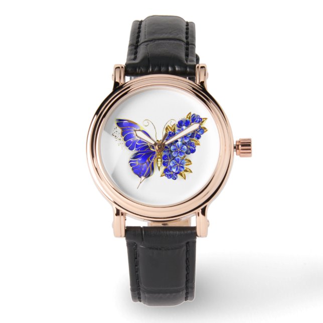 Montre Papillon saphir à fleurs (Recto)