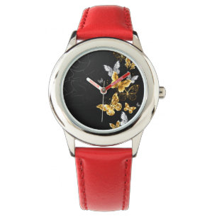 Montre Papillons blancs et dorés