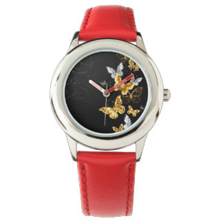 Montre Papillons blancs et dorés