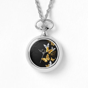 Montre Papillons blancs et dorés