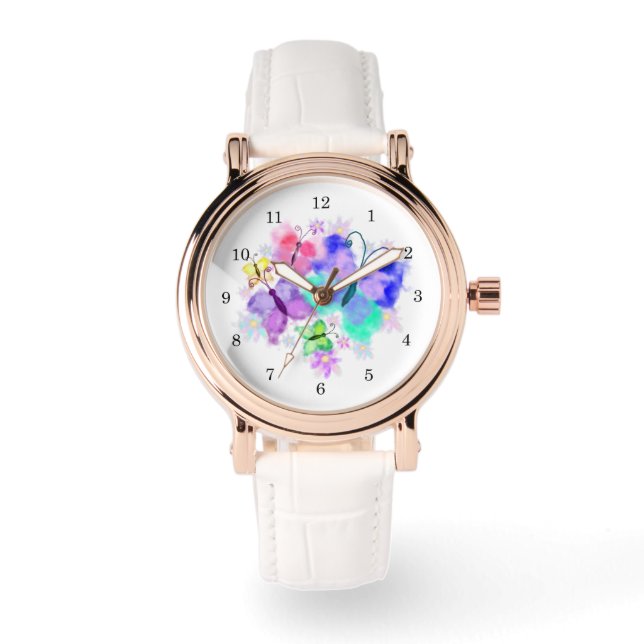 Montre Papillons Colorés Regardent  (Recto)