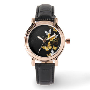 Montre Papillons d'or et de blanc