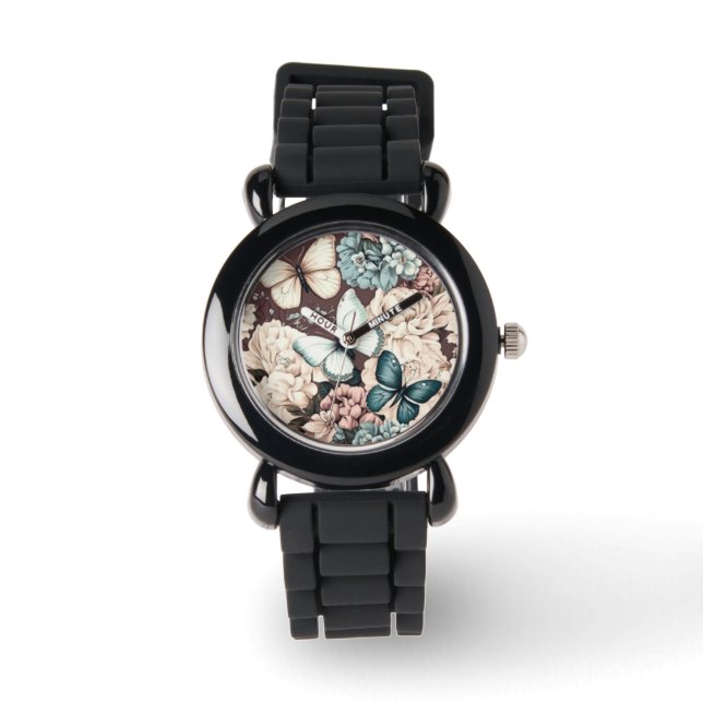 Montre Papillons et fleurs brunes (Recto)