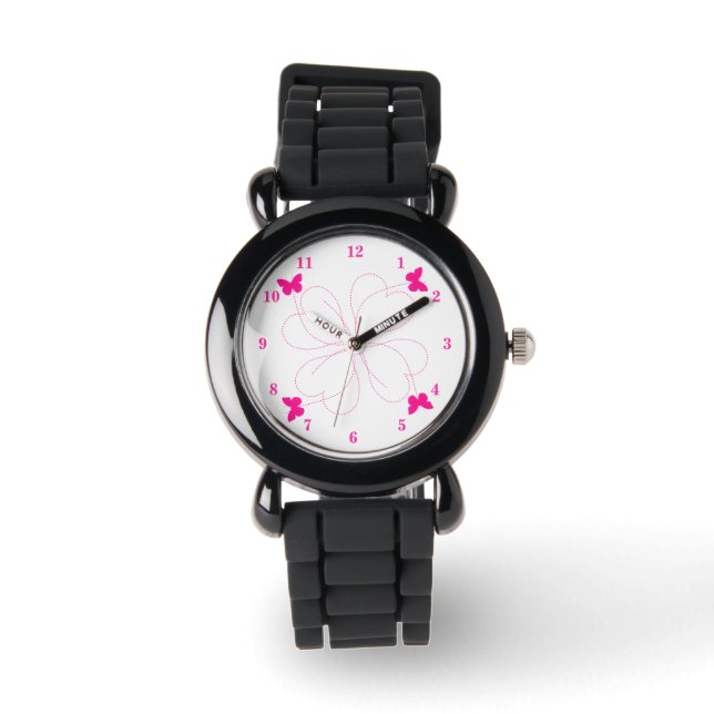 Montre Papillons rose - Coeur (Recto)