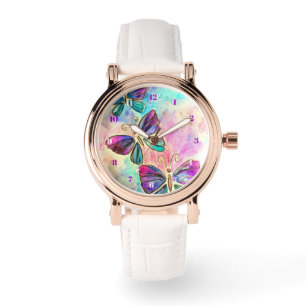 Montre Papillons Rose Violet Regardent