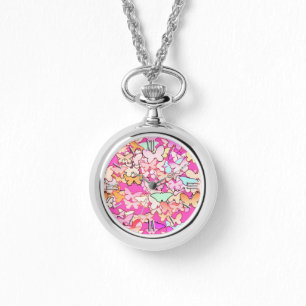 Montre Papillons, roses multiples et profondes