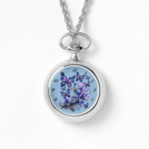 Montre Papillons scintillants cosmiques bleus