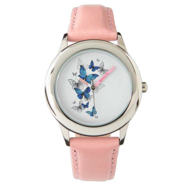 Montre Papillons Volants Bleus Morpho (devant)