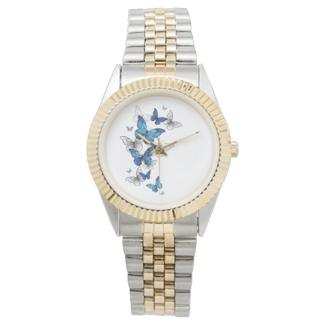 Montre Papillons volants bleus Morpho (devant)