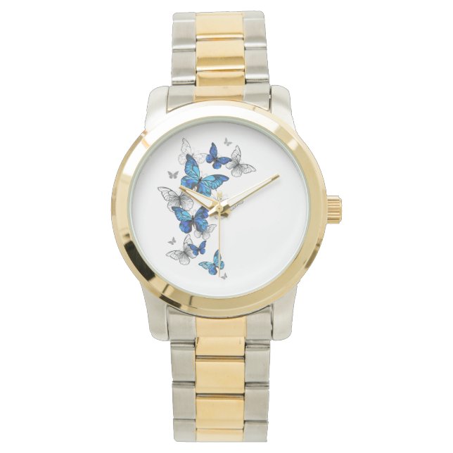 Montre Papillons volants bleus Morpho (devant)