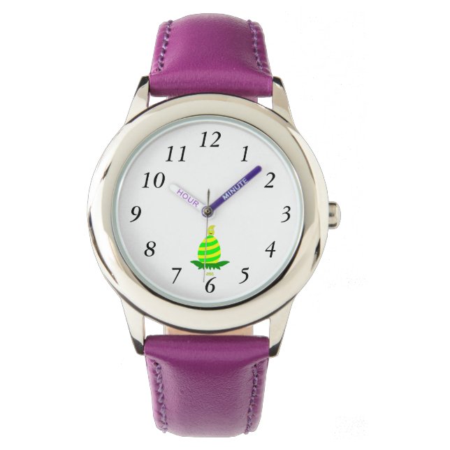 Montre Pâques Souhaite Enfants Purple Leather Strap Watch (devant)