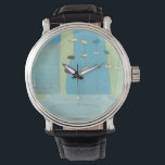 Montre Parade Abstraite des oeufs bleus<br><div class="desc">Des oeufs bleus,  blancs et marrons défilent sur des cordes dans cette peinture abstraite de June Erica Vess. Séparée en différents panneaux,  cette pièce présente différentes nuances de bleu dans l'arrière - plan ainsi que de vert. Commandez aujourd'hui !</div>