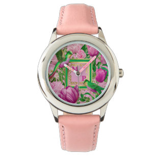 Montre Paradis botanique de couture Monogramme d'oiseau