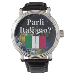 Montre Parlez-vous italien ? en italien. Drapeau et Terre