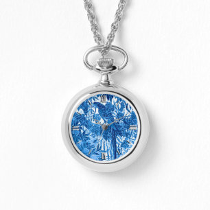 Montre Parrot dans un cadre de jungle, Indigo bleu et bla