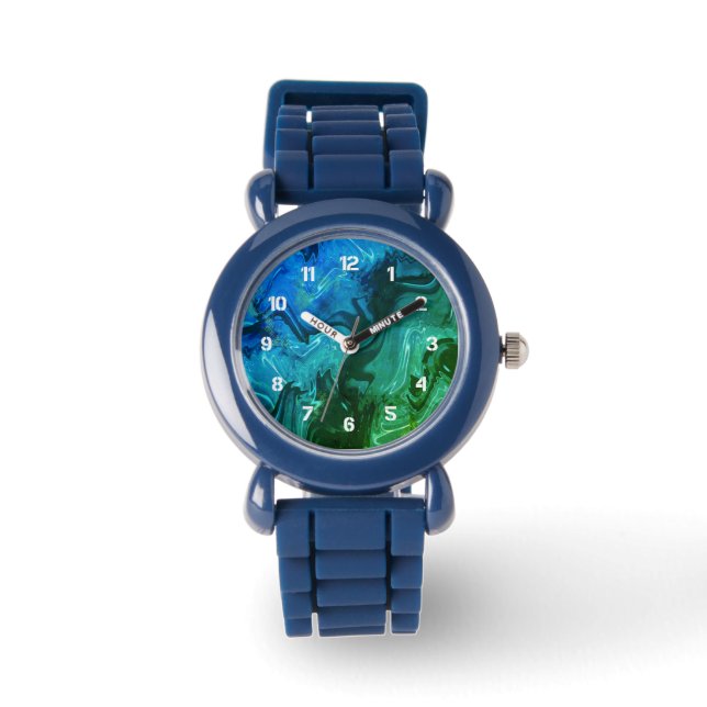 Montre Parties scintillant bleue Galaxy Swirl Abstrait Mo (Recto)