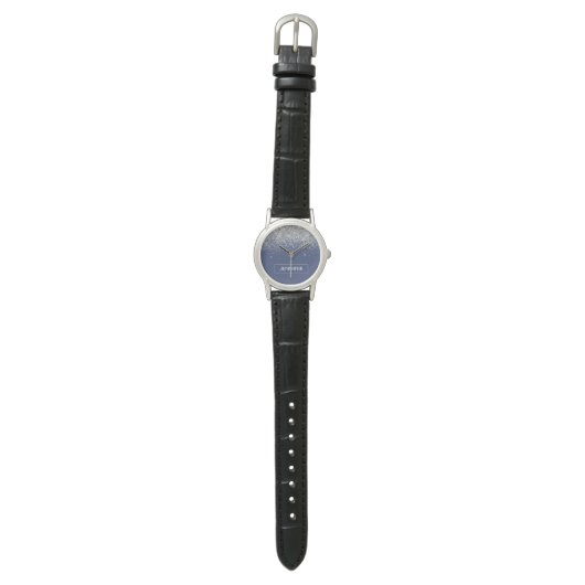 Montre Parties scintillant bleue Silver Navy Girl Monogra (Plat)