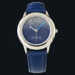 Montre Parties scintillant bleue Silver Navy Girl Monogra<br><div class="desc">Parties scintillant à étincelles bleu argent et marine Monogramme Nom Monographie. Cela rend le cadeau parfait pour 16 ans,  mariage,  douche nuptiale,  anniversaire,  baby shower ou bachelorette pour quelqu'un qui aime le luxe glam et les styles chic.</div>