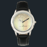 Montre Parties scintillant d'or Monogramme métallique Nom<br><div class="desc">Gold Faux Foil Metallic Sparkle Parties scintillant brossé Métal Monogramme Nom Monographie. Cela rend le cadeau parfait pour 16 ans,  mariage,  douche nuptiale,  anniversaire,  baby shower ou bachelorette pour quelqu'un qui aime le luxe glam et les styles chic.</div>