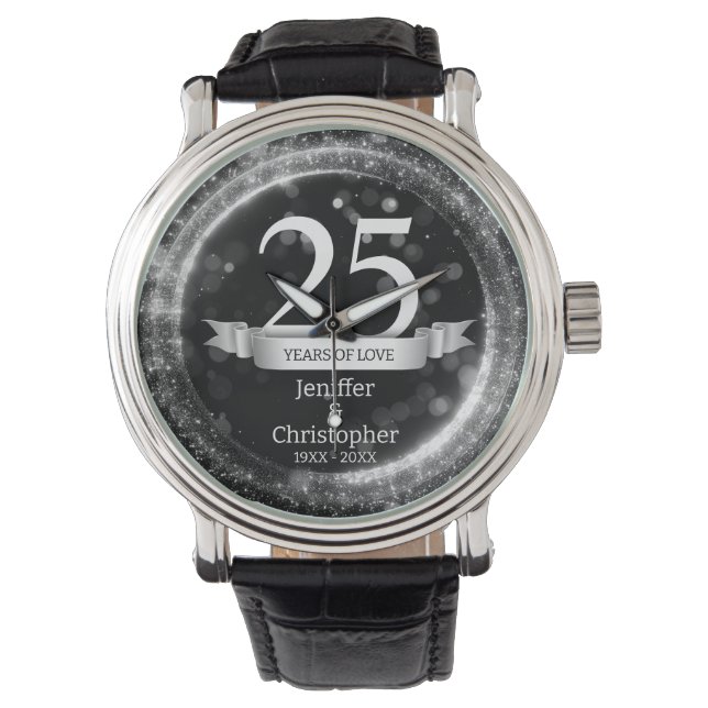 Montre Parties scintillant noire argent Modifier année Ma (devant)