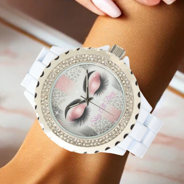 Montre Parties scintillant rose cils (Slay all day with this glitter lashes watch — perfect for bride or glam squad gifts.)