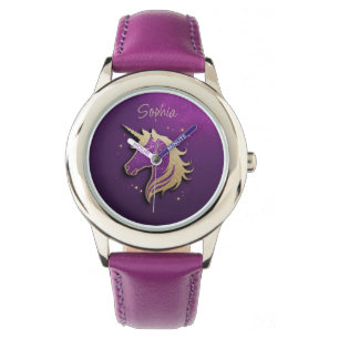 Montre Parties scintillant rose Unicorne Silhouette perso