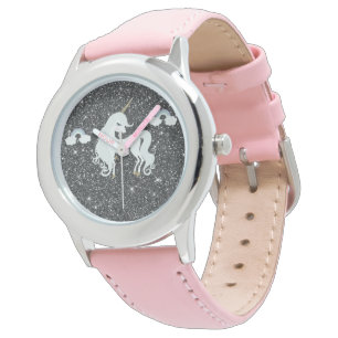 Montre Parties scintillant Unicorne noir
