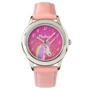 Montre Parties scintillant Unicorne rose mignonne Enfants