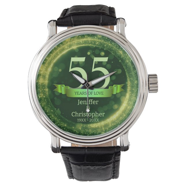 Montre Parties scintillant verte Modifier l'année Anniver (devant)