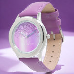 Montre Parties scintillant violet Glam Nom du monogramme<br><div class="desc">Purple Faux Foil Métallic Parties scintillant étincelante brossé Métal Monogramme Nom Montre. Cela rend le cadeau parfait pour 16 ans,  mariage,  douche nuptiale,  anniversaire,  baby shower ou bachelorette pour quelqu'un qui aime le luxe glam et les styles chic.</div>