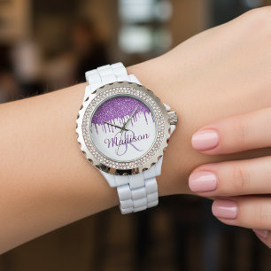 Montre Parties scintillant violet Monogram Faux gouttes