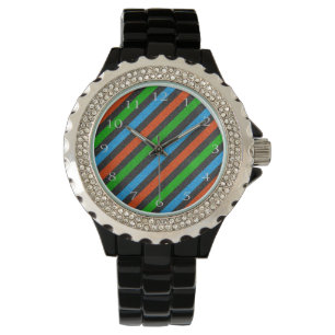 Montre Parties scintillantes oranges, bleues, vertes,
