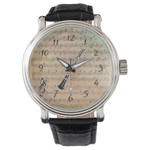 Montre Partition vintage avec Clarinet