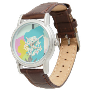 Montre Pastel Abstrait Artistic Floral Blocs couleur