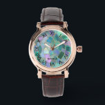 Montre Pastel colors stained glass mosaic pattern<br><div class="desc">Elevate your accessories with our stunning watch design,  showcasing a unique pastel-colored stained glass mosaic pattern and elegant black Roman numerals.</div>