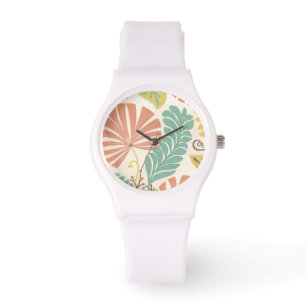 Montre Pastel Floral Vines et Feuilles sur Arrière - plan