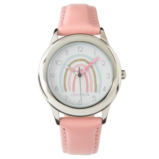 Montre Pastel Rainbow personnalisé avec Parties scintilla (devant)